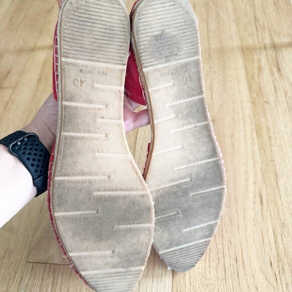 Macarena Womens Red Espadrilles Flats Suede Leather Shoes Sz 9/40 Made in Spain - Picture 6 of 9